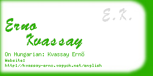 erno kvassay business card